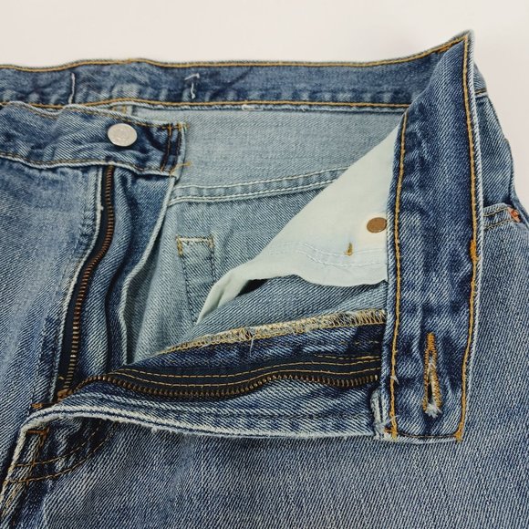 LEVI'S 505 CLASSIC FIT STRAIGHT LEG BLUE JEANS 34X30 (ACT 33X29) - Picture 13 of 15